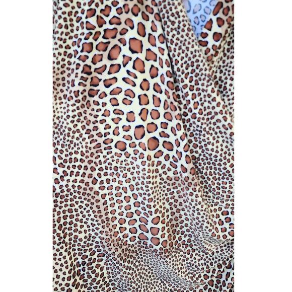 Norma Kamali Cocoa Animal Surplice Faux Wrap Stretch Jersey Dress Large - Picture 8 of 9